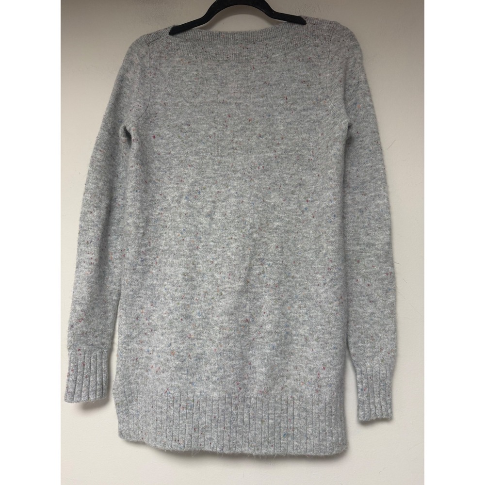 LOFT Tunic Sweater Womens XS Grey Confetti Knit Boat Neck Long Sleeve Excellent